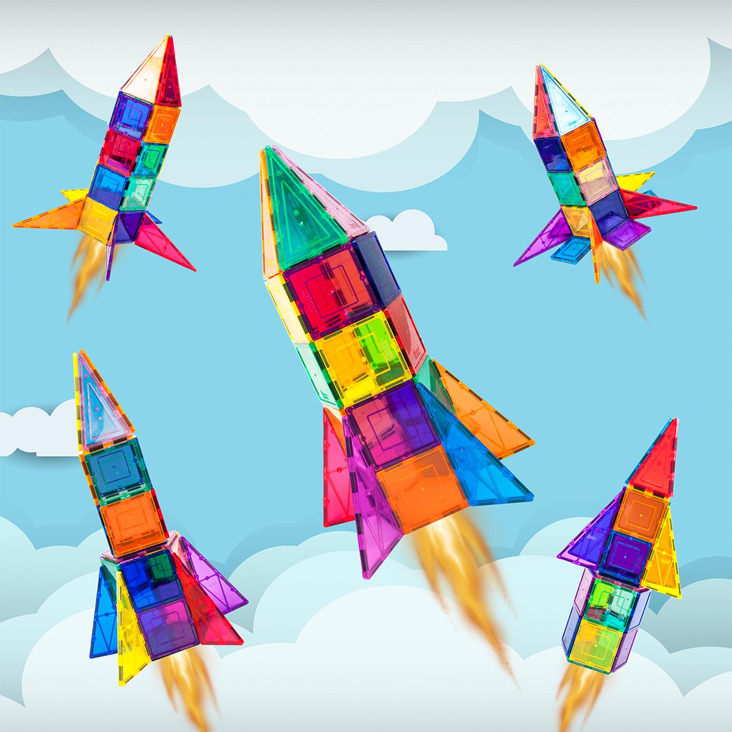 PicassoTiles Bloques Magnéticos Juguete de nave espacial - 32 piezas