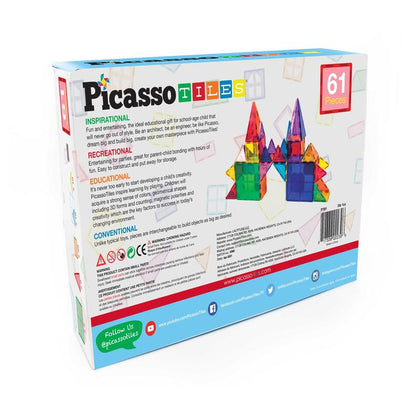 PicassoTiles Bloques Magnéticos Set Clásico de Construcción - 61 Piezas