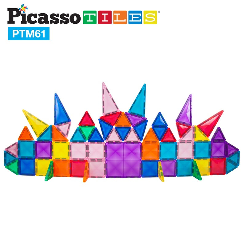 PicassoTiles Bloques Magnéticos Mini Diamante (Tamaño de viaje) - 61 Piezas